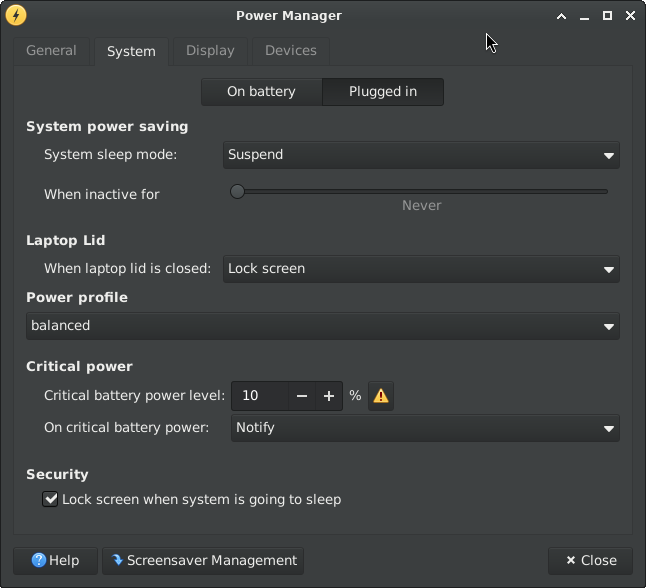 xfce4-power-manager - settings