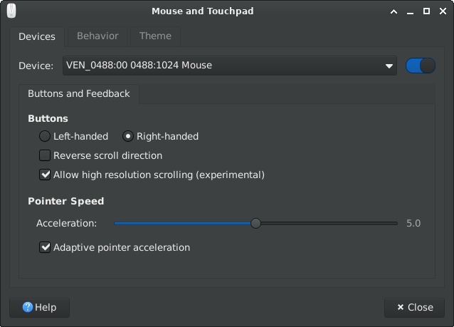 xfce4-settings - mouse