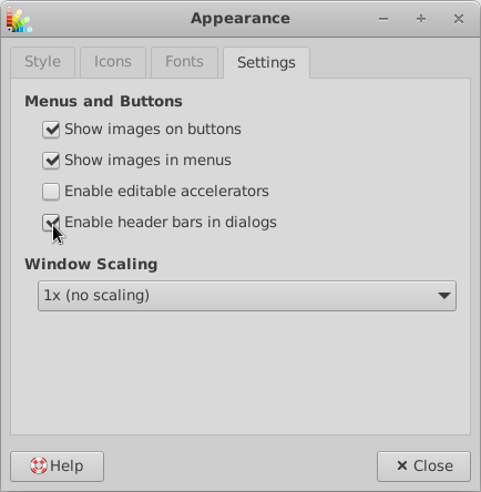 xfce-appearance-settings - Preference to enable GtkHeaderBar
