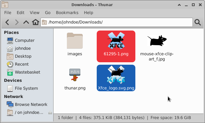 Thunar - Hightlighted files in Icon View