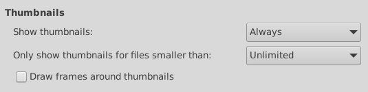Thunar - Thumbnail Preferences