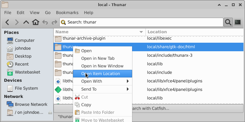 Thunar - Recursive Search