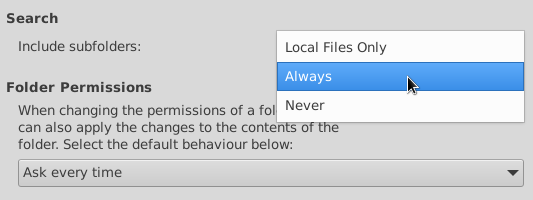 Thunar - Recursive Search Preferences